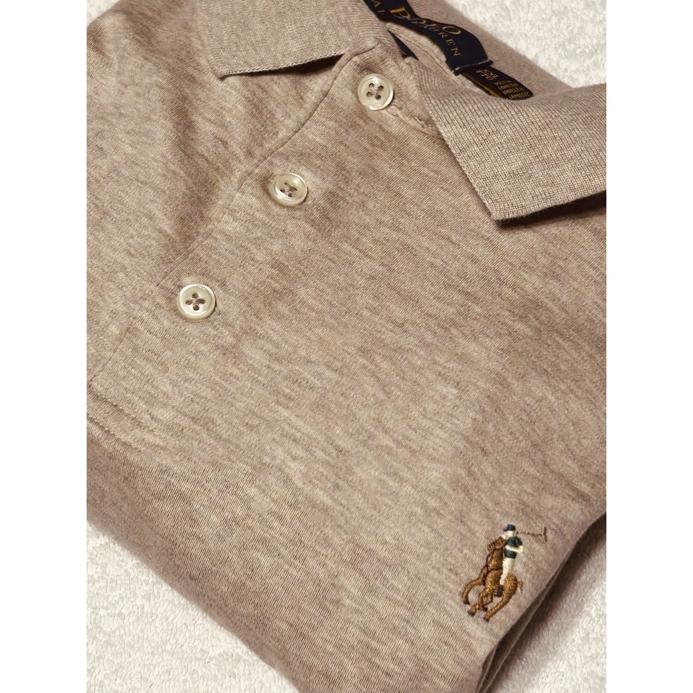 Polo Ralph Lauren Men's Classic Fit Long-Sleeve Soft Touch Polo Oatmeal XXL